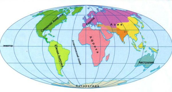 Материки | География мира, Начальная школа, Карта